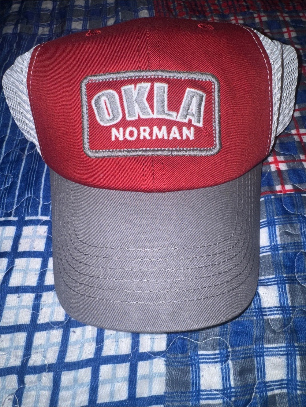 Red and Gray Mesh-Back Trucker Hat